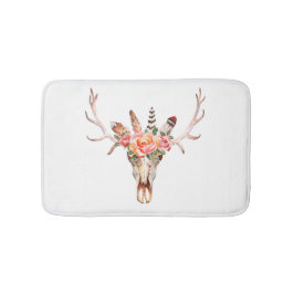 BoHo Animal Skull Waterverf Rozen Bath Mat