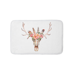 BoHo Animal Skull Waterverf Rozen Bath Mat