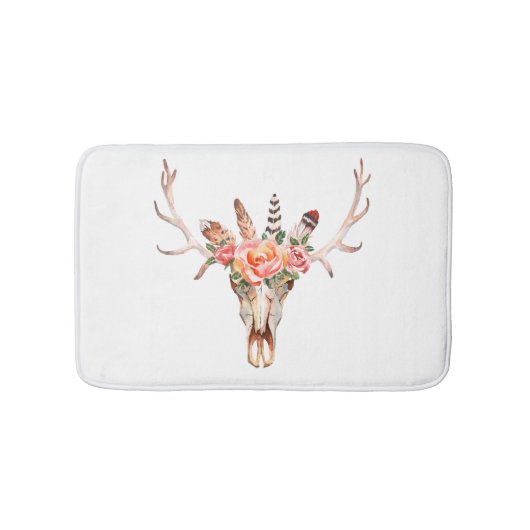 BoHo Animal Skull Waterverf Rozen Bath Mat (Voorkant)