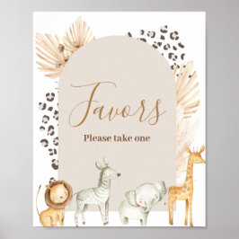 Boho Animals Baby shower Waterverf Favor Sign Poster