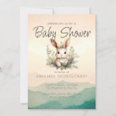Boho Animals schattig konijn botanisch Baby shower Kaart (Voorkant)