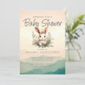 Boho Animals schattig konijn botanisch Baby shower Kaart (Staand voorkant)