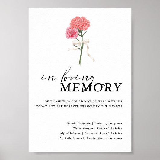 Boho Anjer In liefdevolle herinnering Trouwteken Poster (Voorkant)