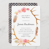 Boho Antler Baby shower Invite Kaart (Voorkant / Achterkant)