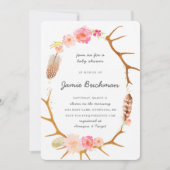 Boho Antler Baby shower Invite Kaart (Voorkant)