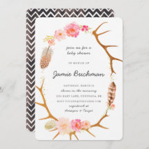 Boho Antler Baby shower Invite