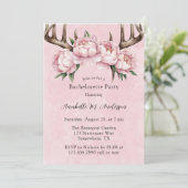 Boho Antler en Pink Peonies vrijgezellenfeest Kaart (Staand voorkant)