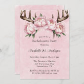Boho Antler en Pink Peonies vrijgezellenfeest Kaart (Voorkant / Achterkant)