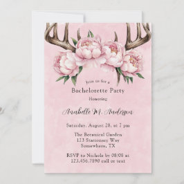 Boho Antler en Pink Peonies vrijgezellenfeest Kaart