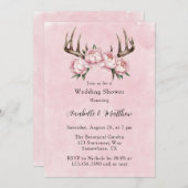 Boho Antler met Roze Pioenen Trouwdouche Kaart (Voorkant / Achterkant)