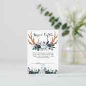 Boho Antler Navy Floral Baby shower Diaper Raffle Informatiekaartje (Staand voorkant)