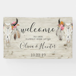 Boho Antler schedel licht hout bruiloft welkom Spandoek