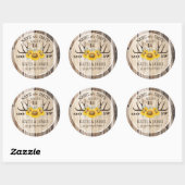 Boho Antler Zonnebloemen Hout Save the Date Ronde Sticker (Vel)