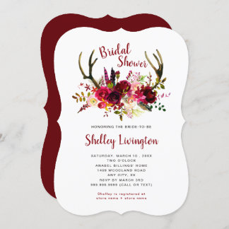 Boho Antlers Marsala Floral Vrijgezellenfeest Kaart