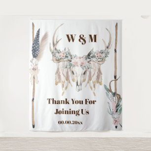 Boho antlers roos vederhout wandkleed