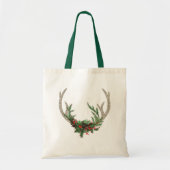 Boho Antlers Rustige Floral Kerstmis Deer Flowers Tote Bag (Voorkant)