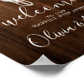 Boho Antlers Skull Dark Wood Welkom bruiloft Poster (Hoek)