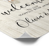 Boho Antlers Skull Wood Welkomsthuwelijk Poster (Hoek)