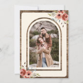 Boho Antlers Terracotta Floral Photo Wedding Save The Date (Achterkant)
