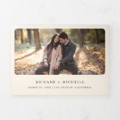 Boho Antlers Terracotta Floral QR Code Weddenschap Drieluik Uitnodiging (Cover)