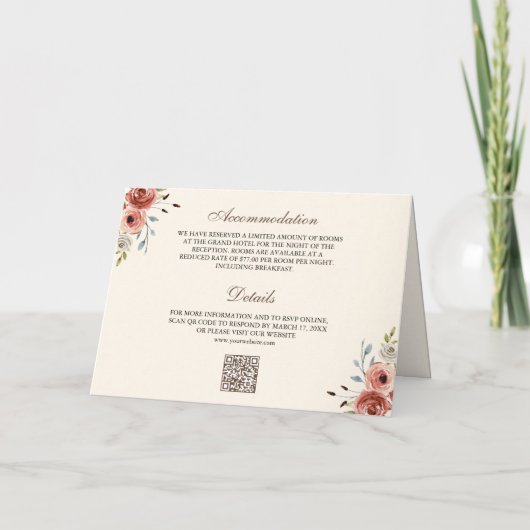 Boho Antlers Terracotta Floral QR Code Wedding (Achterkant)