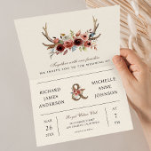 Boho Antlers Terracotta Floral QR Code Wedding