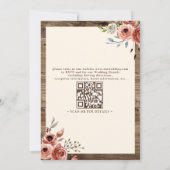 Boho Antlers Terracotta Floral QR Code Wedding Kaart (Achterkant)