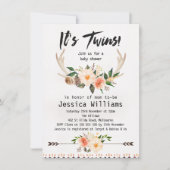 Boho Antlers Twins Baby shower uitnodiging (Voorkant)