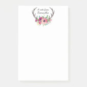 Boho Antlers Waterverf Bloemen met Jouw naam Post-it® Notes (Voorkant)