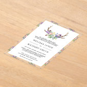 Boho Antlers Wildflower Wedding Acryl Uitnodigingen (Laagn)
