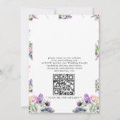 Boho Antlers Wildflowers Rustic QR Code Wedding Kaart (Achterkant)