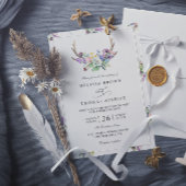 Boho Antlers Wildflowers Rustic QR Code Wedding Kaart