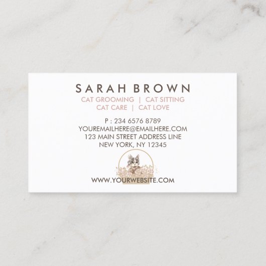 Boho Appointment Cat Visitekaartje (Achterkant)