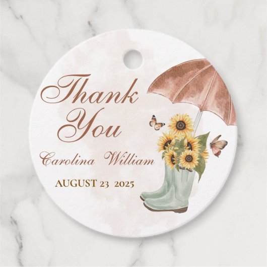 Boho April Showers brengen mei Flower Baby shower Bedankjes Labels (Voorkant)