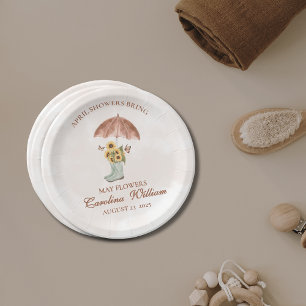 Boho April Showers brengen mei Flower Baby shower Papieren Bordje