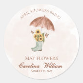 Boho April Showers brengen mei Flower Baby shower Ronde Sticker (Voorkant)