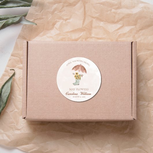 Boho April Showers brengen mei Flower Baby shower Ronde Sticker