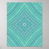 Boho Aqua Green Kaleidoscope Mandala Poster (Voorkant)