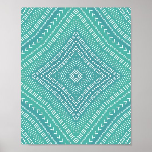 Boho Aqua Green Kaleidoscope Mandala Poster (Voorkant)
