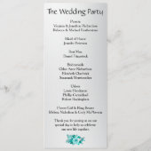 Boho Aqua Rozen op Zilveren Bruiloft Programmakaart (Achterkant)