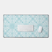 Boho Aqua White Mandala kunst Bureaumat (Keyboard & Muis)