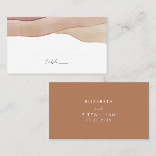 Boho aquarel Abstract | Caramel Mocha Wedding Plaatskaartje (Voorkant / Achterkant)