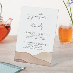 Boho aquarel Abstract   Handtekening Drinken Reclamebord Met Voetstuk