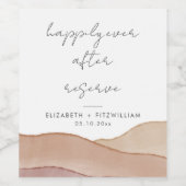 Boho aquarel Abstract | Happily Ever After Wijn Etiket (Enkel label)
