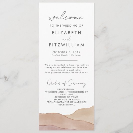 Boho aquarel Abstract | Rust Maple Wedding Programmakaart (Voorkant)
