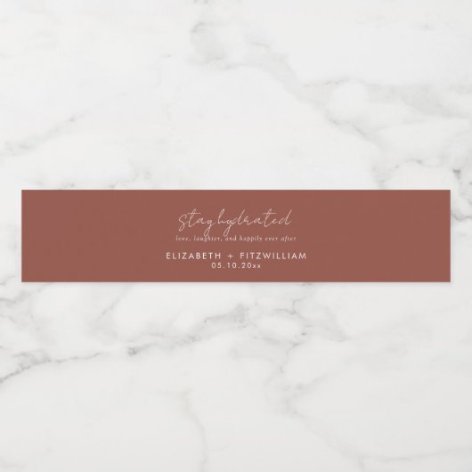 Boho aquarel Abstract | Rust Maple Wedding Waterfles Etiket (Enkel label)