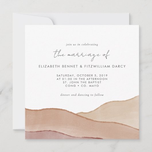 Boho Aquarel Abstract Trouwplein Kaart (Voorkant)