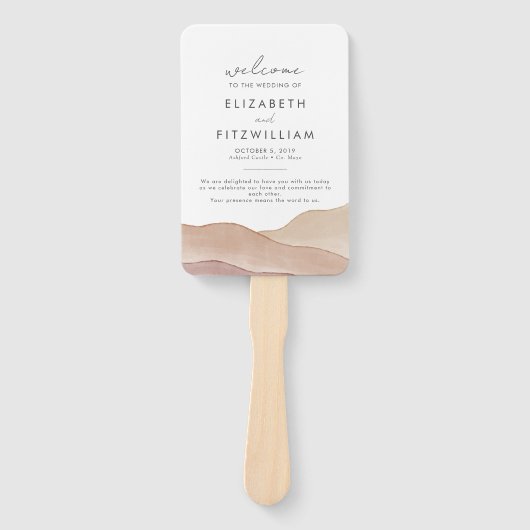 Boho aquarel Abstract | Trouwprogramma Handwaaier (Voorkant)