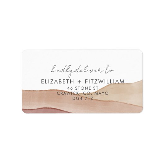 Boho Aquarel Abstract 𝄅 Wedding RSVP Adres Etiket (Voorkant)