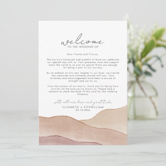 Boho Aquarel Abstract Welkomstbericht en reisschem (Staand voorkant)